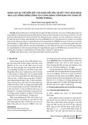 Đánh giá xu thế biến đổi của ngày bắt đầu và kết thúc mùa mưa khu vực đồng bằng sông Cửu Long bằng kiểm định phi tham số Mann-Kendall - Phạm Thanh Long