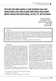 Đề xuất mô hình quản lý môi trường dựa vào cộng đồng cho làng nghề: Điển hình làng nghề bánh tráng phú Hòa Đông, Củ Chi, TP.Hồ Chí Minh - Nguyễn Tiến Dũng