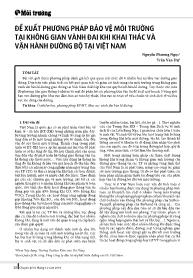 Đề xuất phương pháp bảo vệ môi trường tại không gian vành đai khi khai thác và vận hành đường bộ tại Việt Nam - Nguyễn Phương Ngọc