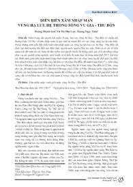 Diễn biến xâm nhập mặn vùng hạ lưu hệ thống sông Vu Gia - Thu Bồn - Hoàng Thanh Sơn