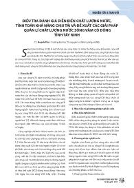 Điều tra đánh giá diễn biến chất lượng nước, tính toán khả năng chịu tải và đề xuất các giải pháp quản lí chất lượng nước sông vàm cỏ đông tỉnh Tây Ninh - Huỳnh Phú