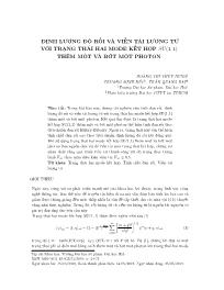 Định lượng độ rối và viễn tải lượng tử với trạng thái hai Mode kết hợp Su (1,1) thêm một và bớt một Phooton - Hoàng Thị Thúy Dung