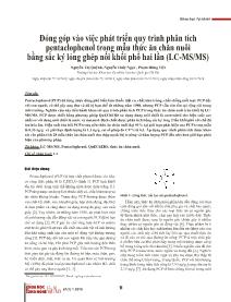 Đóng góp vào việc phát triển quy trình phân tích pentaclophenol trong mẫu thức ăn chăn nuôi bằng sắc ký lỏng ghép nối khối phổ hai lần (LC-MS/MS) - Nguyễn Thị Quỳnh