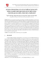 Dự báo ảnh hưởng của lũ lụt đến sử dụng đất nông nghiệp theo kịch bản nước biển dâng ở huyện Quảng Điền, tỉnh Thừa Thiên Huế - Nguyễn Bích Ngọc