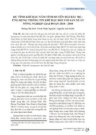 Dự tính khí hậu năm tỉnh Duyên Hải Bắc Bộ - Ứng dụng thông tin khí hậu đối với sản xuất nông nghiệp giai đoạn 2010 - 2040 - Hoàng Thị Mai