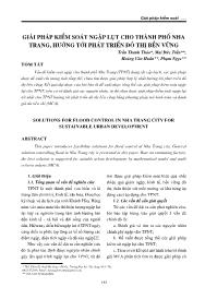 Giải pháp kiểm soát ngập lụt cho thành phố Nha Trang, hướng tới phát triển đô thị bền vững - Trần Thanh Thảo
