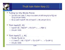 Giáo trình Cấu trúc dữ liệu và thuật - Chương 3, Phần 3: Thuật toán Rabin Karp - Nguyễn Tri Tuấn