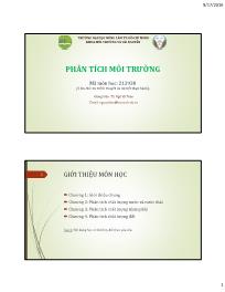 Giáo trình Phân tích môi trường - Chương 1: Giới thiệu chung - Ngô Vy Thảo