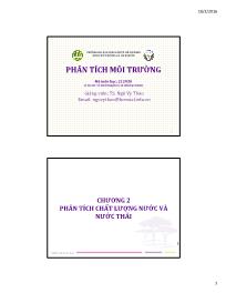 Giáo trình Phân tích môi trường - Chương 2, Phần 1: Phân tích chất lượng nước và nước thải - Ngô Vy Thảo