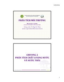 Giáo trình Phân tích môi trường - Chương 2, Phần 3: Phân tích chất lượng nước và nước thải - Ngô Vy Thảo