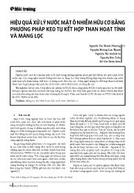 Hiệu quả xử lý nước mặt ô nhiễm hữu cơ bằng phương pháp keo tụ kết hợp than hoạt tính và màng lọc - Nguyễn Thị Thanh Phượng