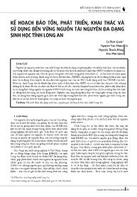 Kế hoạch bảo tồn, phát triển, khai thác và sử dụng bền vững nguồn tài nguyên đa dạng sinh học tỉnh Long An - Lê Phát Quới