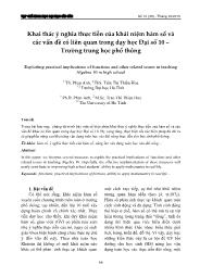 Khai thác ý nghĩa thực tiễn của khái niệm hàm số và các vấn đề có liên quan trong dạy học Đại số 10 – Trường trung học phổ thông - Phan Anh