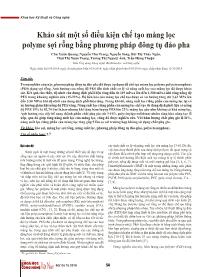 Khảo sát một số điều kiện chế tạo màng lọc polyme sợi rỗng bằng phương pháp đông tụ đảo pha - Chu Xuân Quang