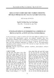 Khảo sát một số điều kiện thực nghiệm ảnh hưởng đến hoạt tính quang xúc tác của vật liệu nano F-TiO2 - Nguyễn Thị Diệu Cẩm