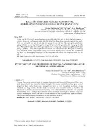 Khảo sát tính chất vật liệu nano Tb(TTA)3 định hướng ứng dụng đánh dấu huỳnh quang y sinh - Hoàng Thị Khuyên