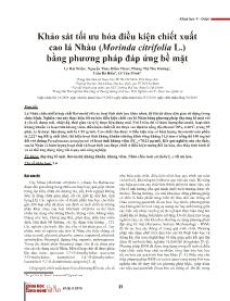 Khảo sát tối ưu hóa điều kiện chiết xuất cao lá Nhàu (Morinda citrifolia L.) bằng phương pháp đáp ứng bề mặt - Lý Hải Triều