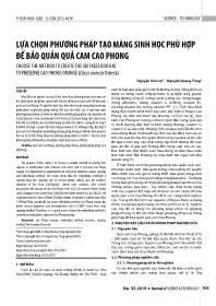 Lựa chọn phương pháp tạo màng sinh học phù hợp để bảo quản quả cam Cao Phong - Nguyễn Văn Lợi