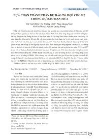 Lựa chọn thành phần dự báo tổ hợp cho hệ thống dự báo hạn mùa - Mai Văn Khiêm