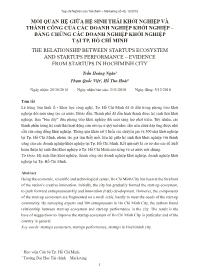 Mối quan hệ giữa hệ sinh thái khởi nghiệp và thành công của các doanh nghiệp khởi nghiệp – Bằng chứng các doanh nghiệp khởi nghiệp tại TP. Hồ Chí Minh - Trần Hoàng Ngân