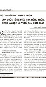 Một số bài học kinh nghiệm của cuộc tổng điều tra nông thôn, nông nghiệp và thuỷ sản năm 2006 - Nguyễn Sinh Cúc