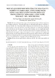 Một số giải pháp đổi mới công tác đào tạo và nghiên cứu khoa học, công nghệ nhằm nâng cao chất lượng nguồn nhân lực trong lĩnh vực khoa học, công nghệ trái đất - Mỏ - Môi trường - Mai Trọng Nhuận