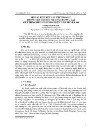 Một số kiểu kết cấu thường gặp trong tiểu thuyết Việt Nam đương đại viết theo khuynh hướng hiện thực huyền ảo - Trương Thị Kim Anh