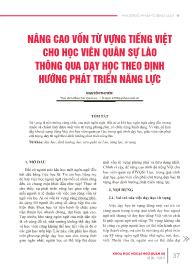 Nâng cao vốn từ vựng tiếng việt cho học viên quân sự Lào thông qua dạy học theo định hướng phát triển năng lực - Nguyễn Thị Yến