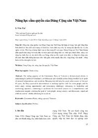 Năng lực cầm quyền của Đảng Cộng sản Việt Nam - Lê Văn Yên