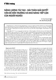 Năng lượng tái tạo - Bài toán giải quyết vấn đề môi trường và khả năng tiếp cận của người nghèo - Chu Xuân Đức