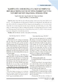 Nghiên cứu ảnh hưởng của một số thiên tai đến hoạt động sản xuất nông nghiệp tại vùng ven biển huyện Thạch Hà, tỉnh Hà Tĩnh - Nguyễn Xuân Hải