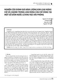 Nghiên cứu đánh giá hàm lượng kim loại nặng chì và cadimi trong loài rong câu chỉ vàng tại một số đầm nước lợ khu vực Hải Phòng - Nguyễn Văn Bách