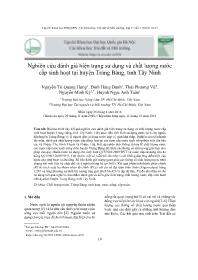 Nghiên cứu đánh giá hiện trạng sử dụng và chất lượng nước cấp sinh hoạt tại huyện Trảng Bàng, tỉnh Tây Ninh - Nguyễn Tri Quang Hưng