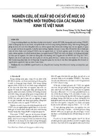 Nghiên cứu, đề xuất bộ chỉ số về mức độ thân thiện môi trường của các ngành kinh tế Việt Nam - Nguyễn Trung Thắng