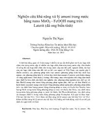 Nghiên cứu khả năng xử lý amoni trong nước bằng nano MnO2 - FeOOH mang trên Laterit (đá ong biến tính) - Nguyễn Thị Ngọc