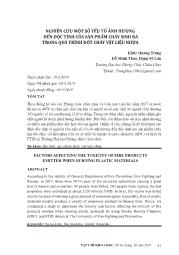Nghiên cứu một số yếu tố ảnh hưởng đến độc tính của sản phẩm cháy sinh ra trong quá trình đốt cháy vật liệu nhựa - Khúc Quang Trung