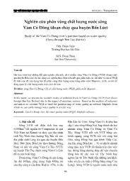 Nghiên cứu phân vùng chất lượng nước sông Vàm Cỏ Đông (đoạn chảy qua huyện Bến Lức) - Đoàn Tuân