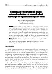 Nghiên cứu sử dụng dãy biến đổi Hóa học nhằm phát triển năng lực giải quyết vấn đề và sáng tạo cho học sinh Trung học Phổ thông - Phạm Văn Hoan