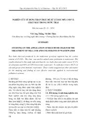 Nghiên cứu sử dụng than trấu để xử lý dầu mỡ, COD và chất màu trong nước thải - Vũ Công Thắng