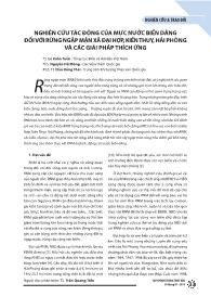 Nghiên cứu tác động của mực nước biển dâng đối với rừng ngập mặn xã Đại Hợp, Kiến Thuỵ, Hải Phòng và các giải pháp thích ứng - Lê Xuân Tuấn