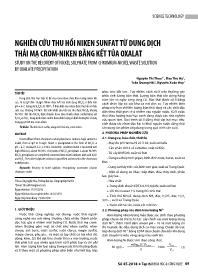 Nghiên cứu thu hồi niken sunfat từ dung dịch thải mạ crom-Niken bằng kết tủa oxalat - Nguyễn Thị Thoa
