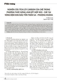 Nghiên cứu tích lũy carbon của chè trong phương thức nông lâm kết hợp keo - Chè tại vùng đệm khu bảo tồn Thần Sa - Phượng Hoàng - Vi Thùy Linh