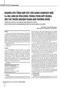 Nghiên cứu tổng hợp vật liệu nano compozit mớ Fe-Mil-88b/GO ứng dụng trong phân hủy quang xúc tác thuốc nhuộm trong môi trường nước - Vũ Thị Hòa