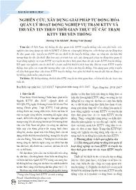 Nghiên cứu, xây dựng giải pháp tự động hóa quản lý hoạt động nghiệp vụ trạm KTTV và truyền tin theo thời gian thực từ các trạm KTTV truyền thống - Dương Văn Khánh