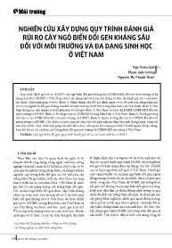 Nghiên cứu xây dựng quy trình đánh giá rủi ro cây ngô biến đổi gen kháng sâu đối với môi trường và đa dạng sinh học ở Việt Nam - Ngô Xuân Quý