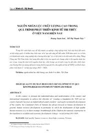 Nguồn nhân lực chất lượng cao trong quá trình phát triển kinh tế tri thức ở Việt Nam hiện nay - Hoàng Xuân Sơn