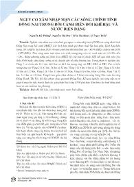 Nguy cơ xâm nhập mặn các sông chính tỉnh Đồng Nai trong bối cảnh biến đổi khí hậu và nước biển dâng - Nguyễn Kì Phùng