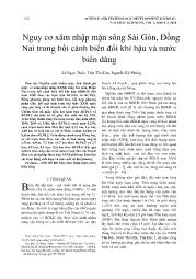 Nguy cơ xâm nhập mặn sông Sài Gòn, Đồng Nai trong bối cảnh biến đổi khí hậu và nước biển dâng - Lê Ngọc Tuấn