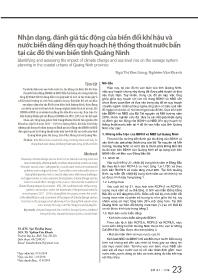 Nhận dạng, đánh giá tác động của biến đổi khí hậu và nước biển dâng đến quy hoạch hệ thống thoát nước bẩn tại các đô thị ven biển tỉnh Quảng Ninh - Ngô Thị Kim Dung