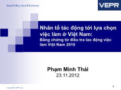 Nhân tố tác động tới lựa chọn việc làm ở Việt Nam: Bằng chứng từ điều tra lao động việc làm Việt Nam 2010 - Phạm Minh Thái